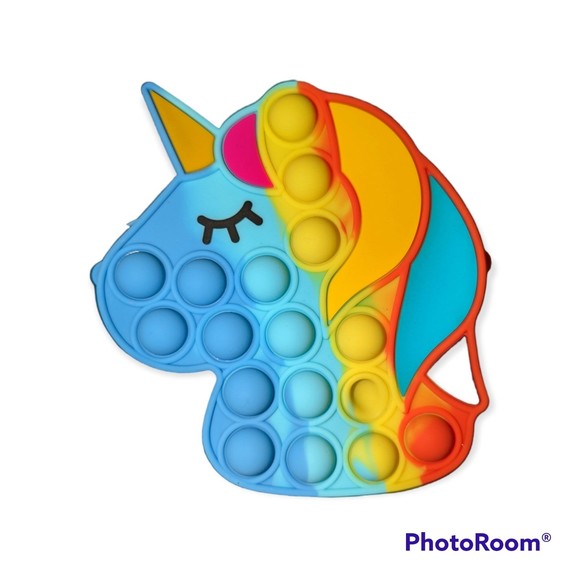 Rainbow Unicorn Pop it Purse Bag Fidget - Picture 2 of 2